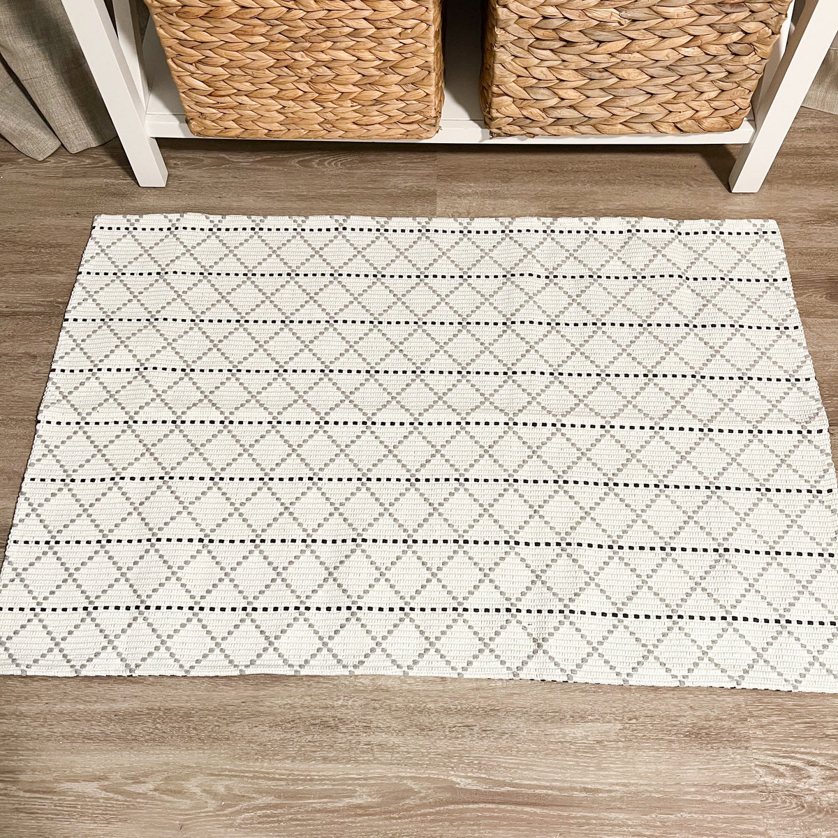 Rubber Rug Diamond Pattern Modern Farmhouse Rug- Woven Rug- Diamond Pattern – Udderly Eclucktic ...