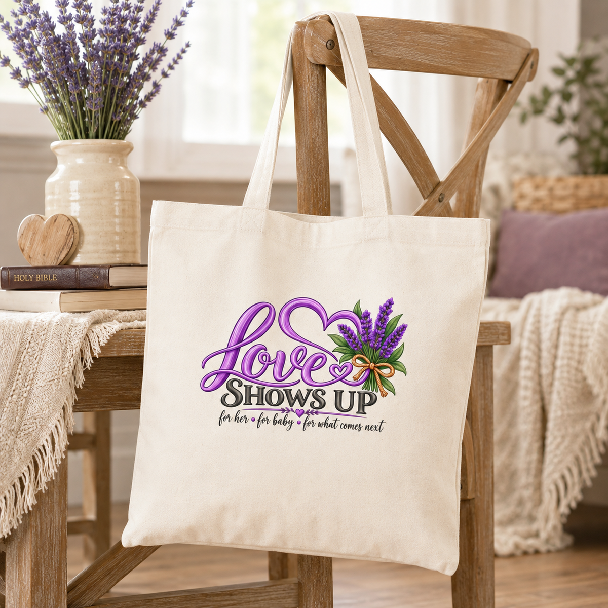 Love Shows Up Cotton Tote Bag | Love Shows Up Collection