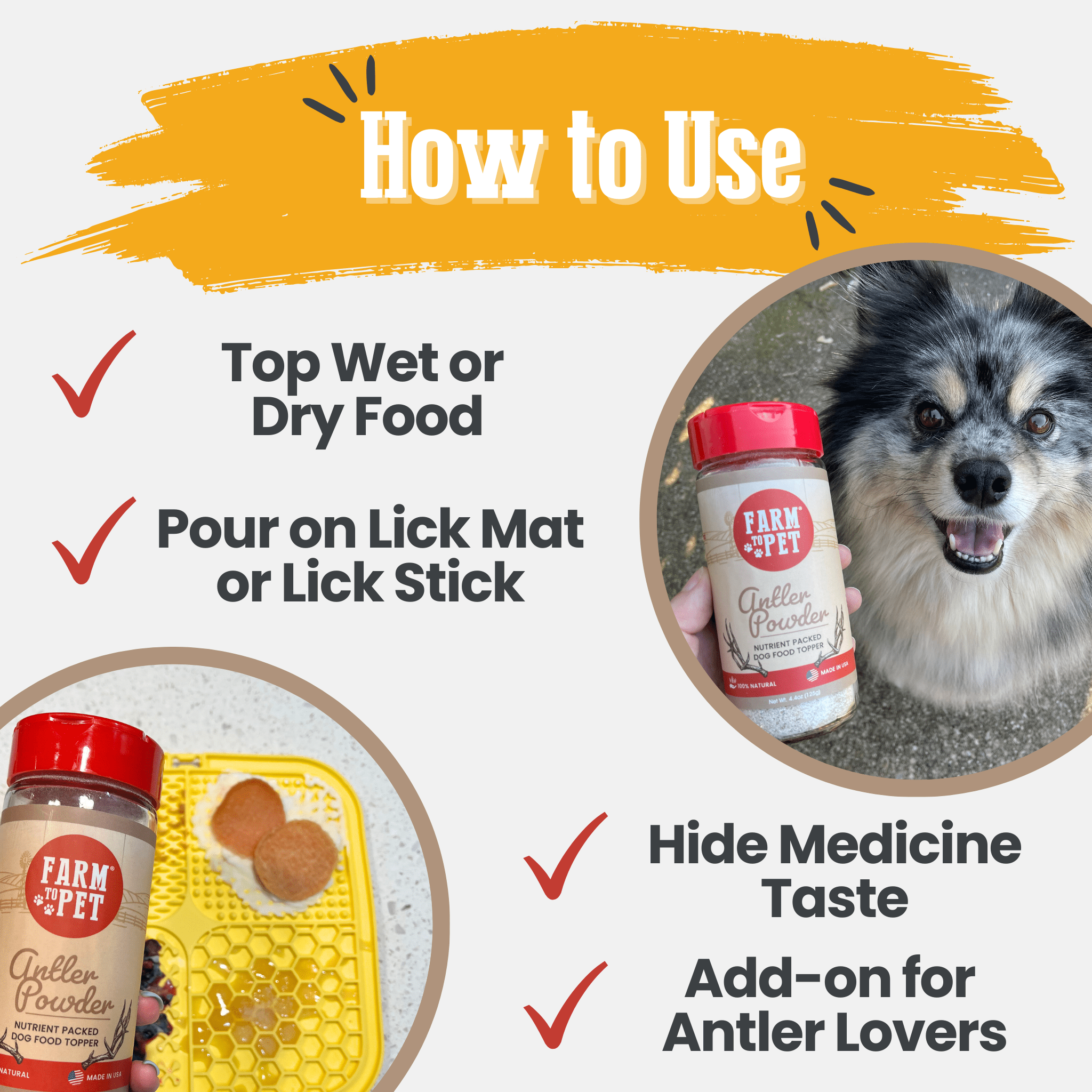 Toppers Powder Treat Topper Antler Powder Dog Food Topper | Nutritional Supplement fo ...