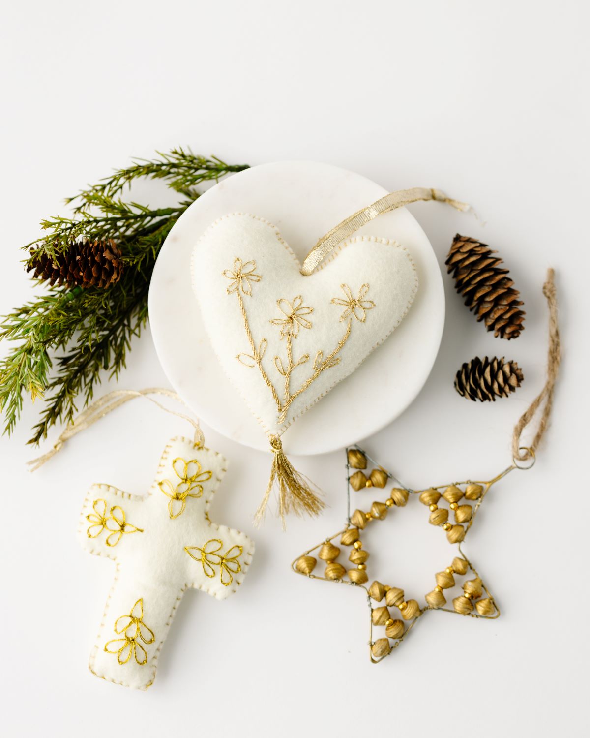 Embroidered Cross Ornament
