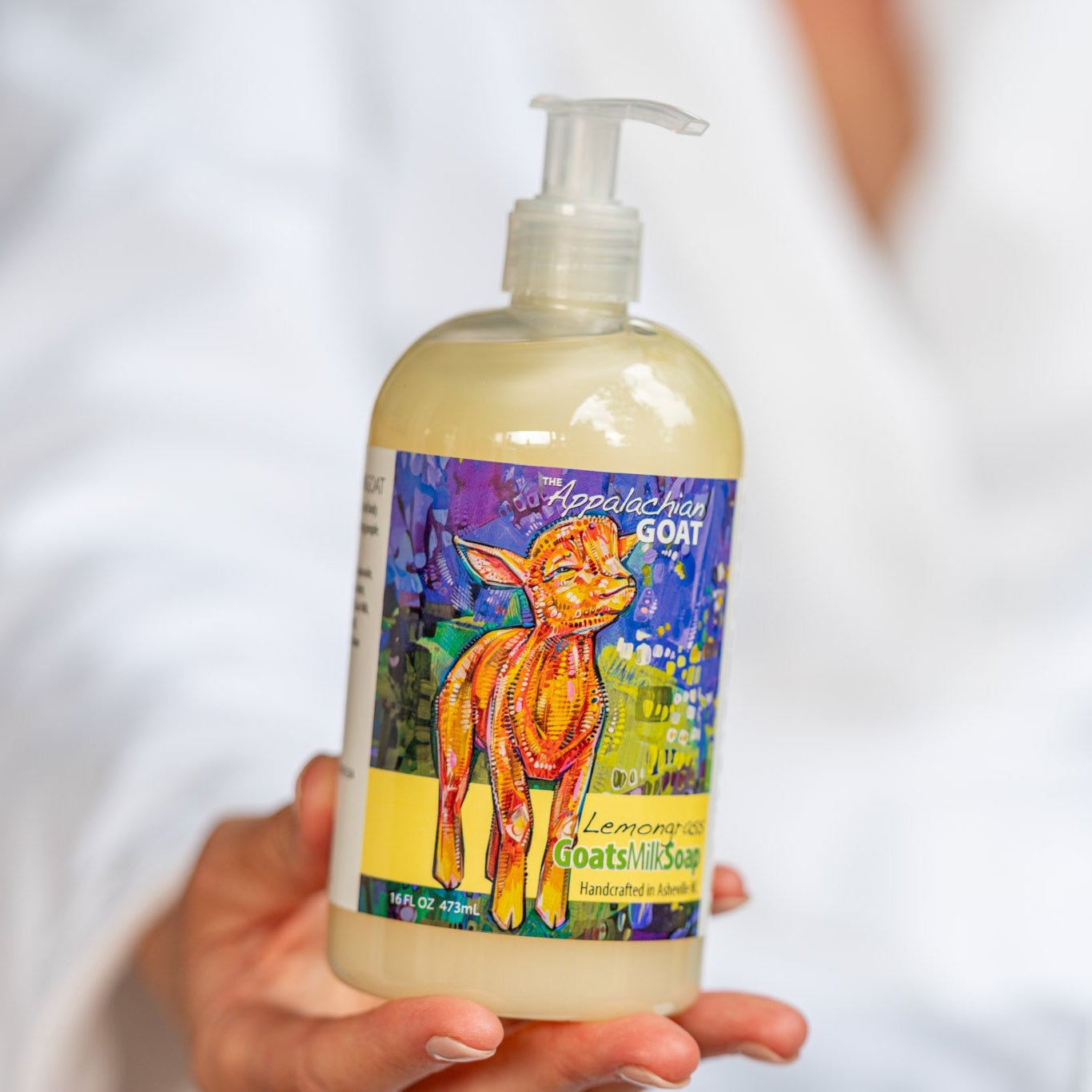 LIQUID SOAP ~ LEMONGRASS GOATS MILK LIQUID SOAP 16 oz. NEW LABEL