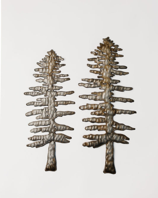 Pine Trees Metal Art Set