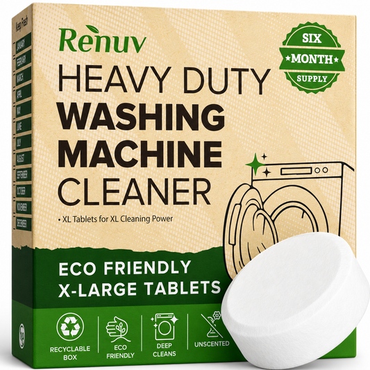 Washing Machine Cleaner Descaler Tablets - Heavy Duty Deep Cleaning for Front Load or Top Load Washer, 6 Pack
