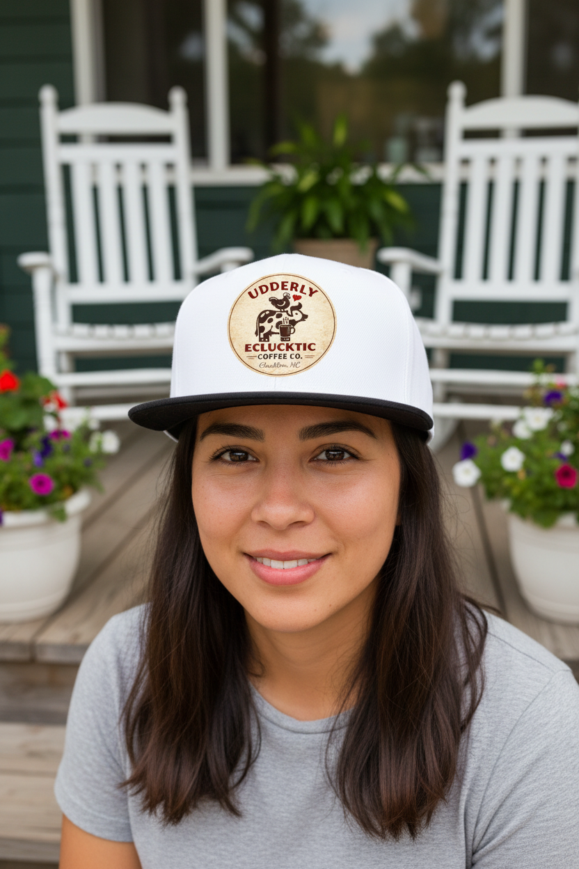 Black/White Snapback Hat - Solid back corrected