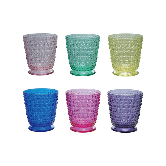 Acrylic Footed Short Drinking Glass with Raised Dots