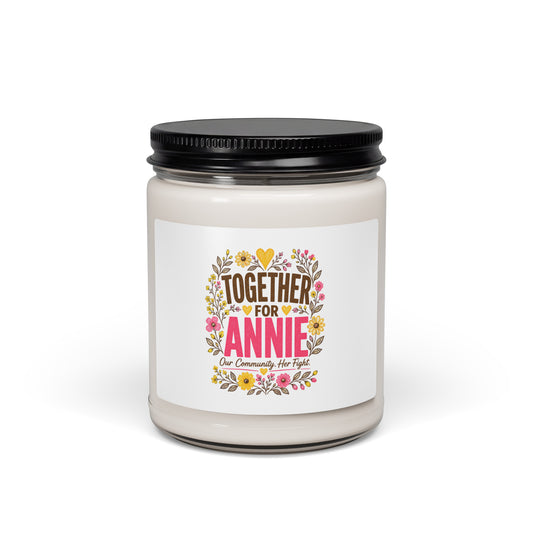 Together for Annie Hope in Bloom soy candle, White Sage and Lavender scent, front view