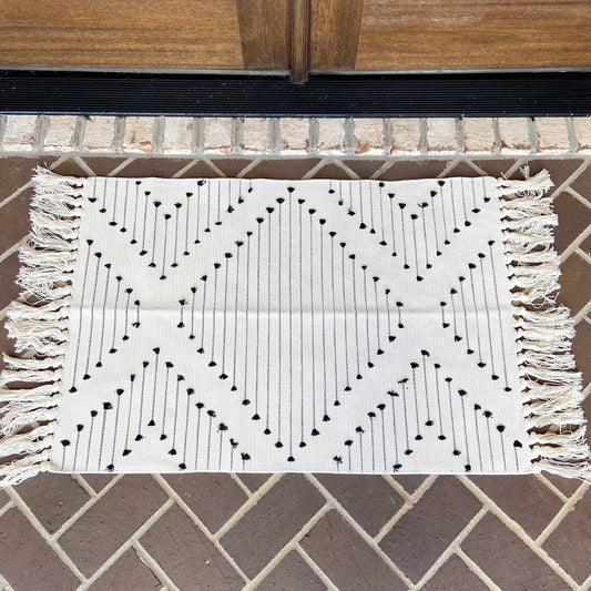Modern Farmhouse Rug- Woven Rug- Tassel Pattern Style 2